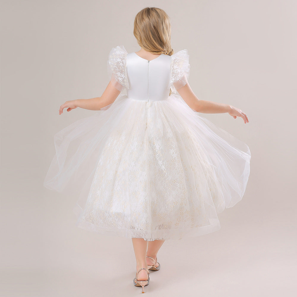 Embroidered Tulle Tiered Princess Dress for Girls – Formal Party & Wedding Wear