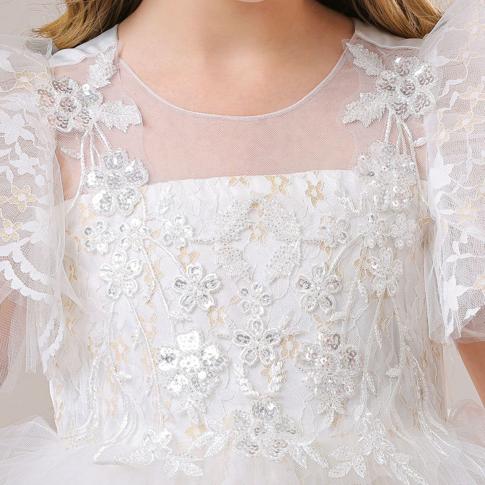 Embroidered Tulle Tiered Princess Dress for Girls – Formal Party & Wedding Wear