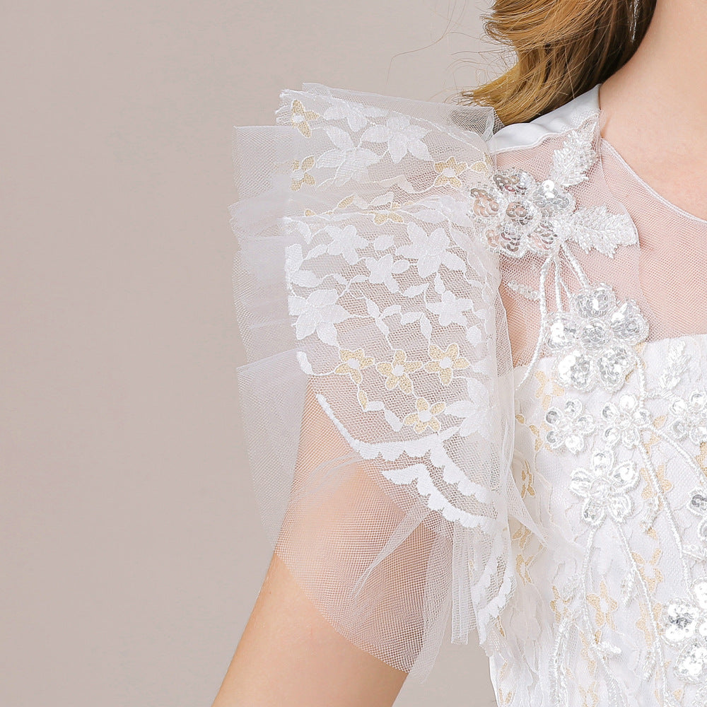 Embroidered Tulle Tiered Princess Dress for Girls – Formal Party & Wedding Wear