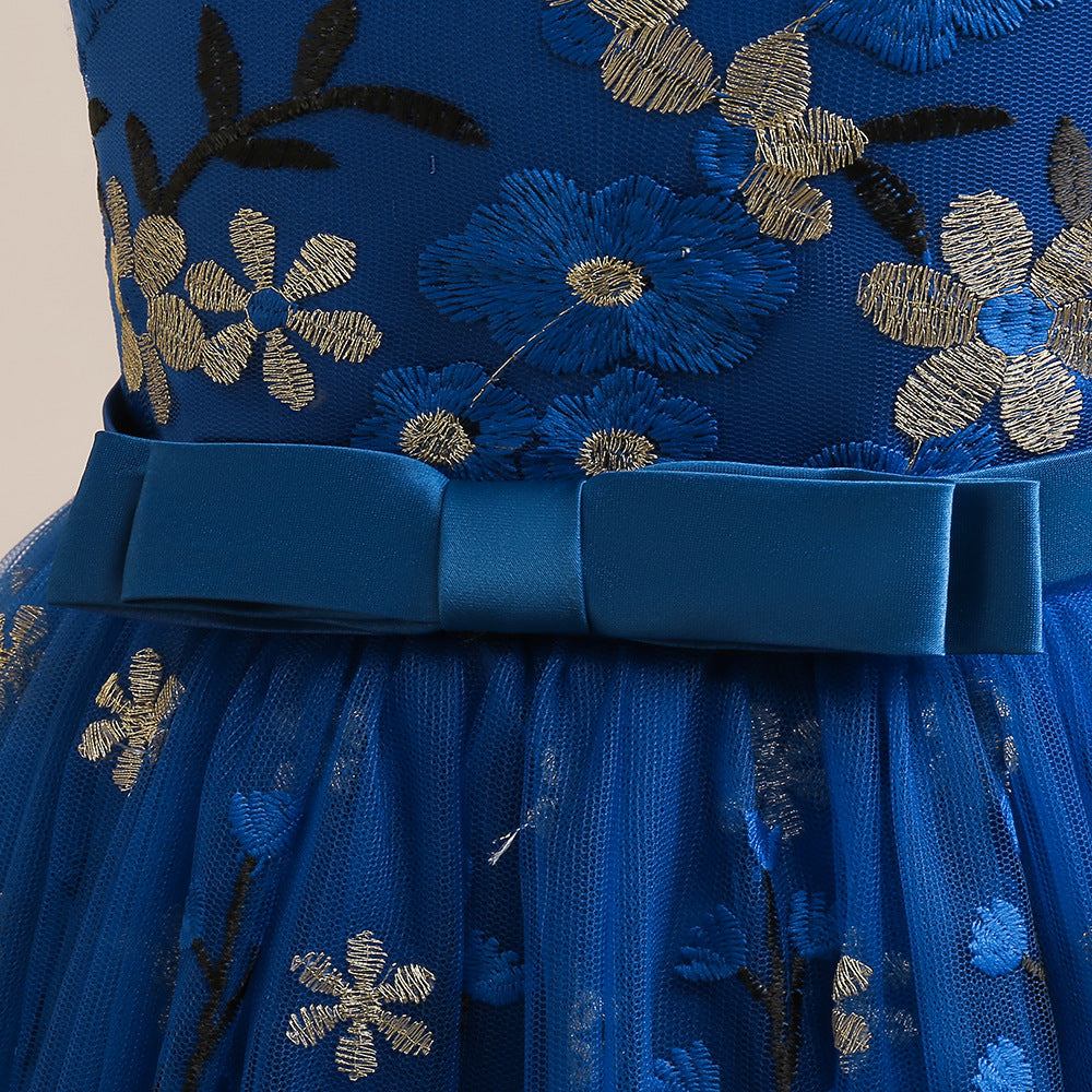 Kids Embroidered Tulle Princess Dress – Maxi A-Line Gown for Parties & Weddings