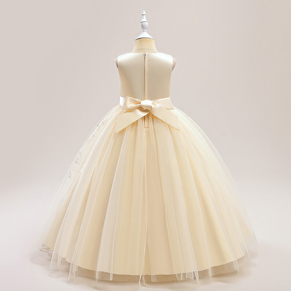 Kids Embroidered Tulle Princess Dress – Maxi A-Line Gown for Parties & Weddings