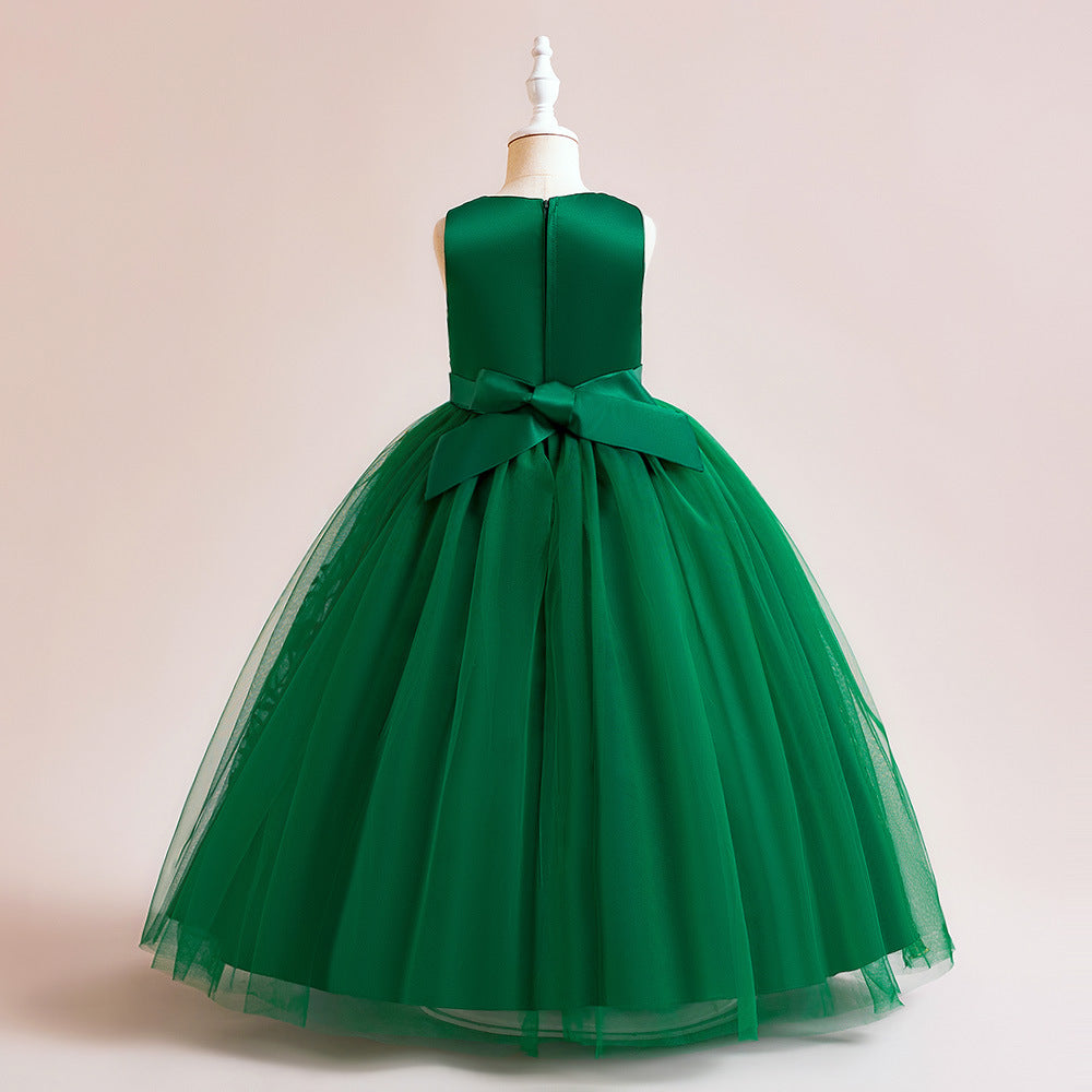 Kids Embroidered Tulle Princess Dress – Maxi A-Line Gown for Parties & Weddings