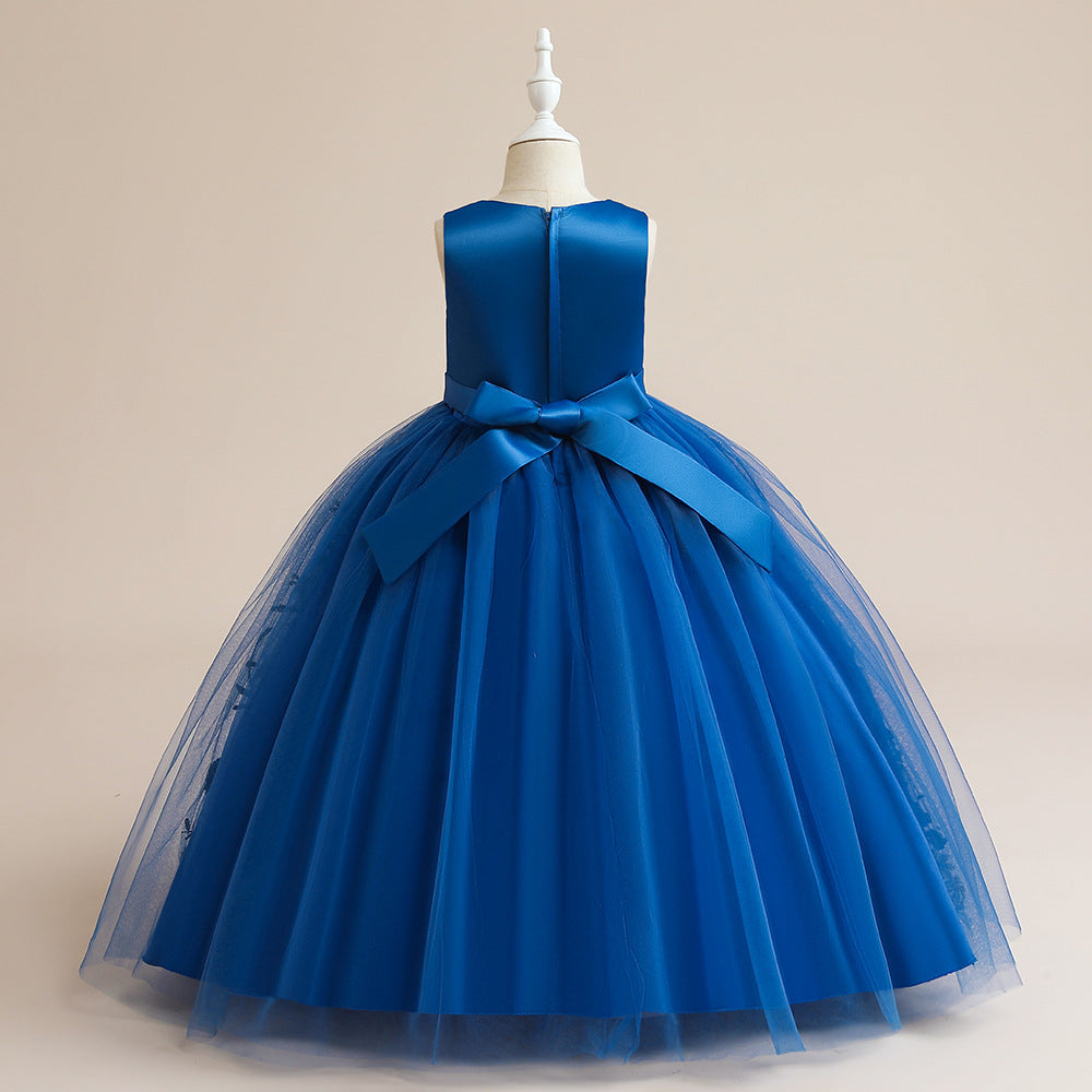 Kids Embroidered Tulle Princess Dress – Maxi A-Line Gown for Parties & Weddings