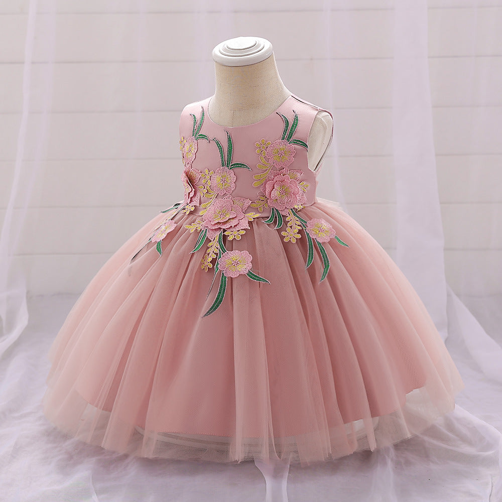 Cute Tulle Embroidered Princess Dress for Baby Girls – Flower Girl & Party Outfit