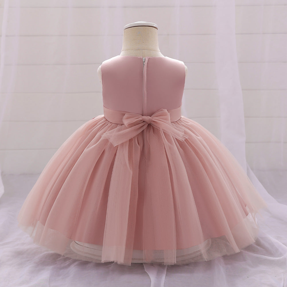 Cute Tulle Embroidered Princess Dress for Baby Girls – Flower Girl & Party Outfit