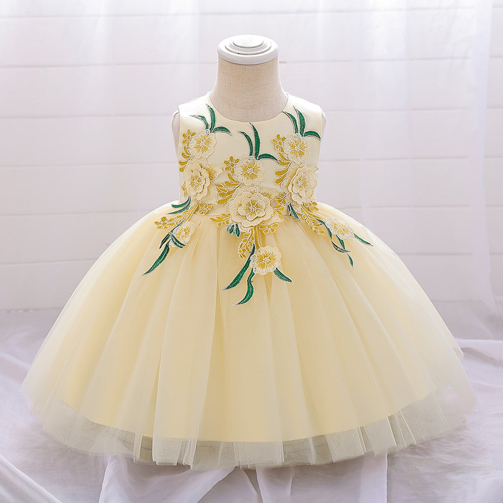 Cute Tulle Embroidered Princess Dress for Baby Girls – Flower Girl & Party Outfit