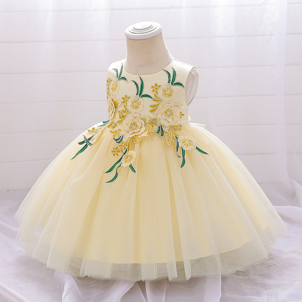 Cute Tulle Embroidered Princess Dress for Baby Girls – Flower Girl & Party Outfit