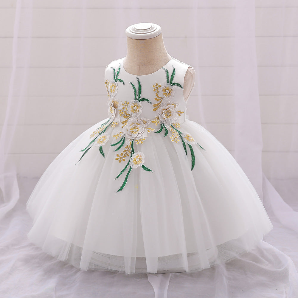Cute Tulle Embroidered Princess Dress for Baby Girls – Flower Girl & Party Outfit