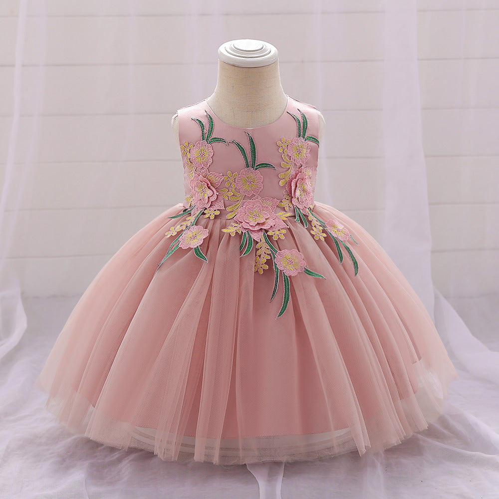 Cute Tulle Embroidered Princess Dress for Baby Girls – Flower Girl & Party Outfit