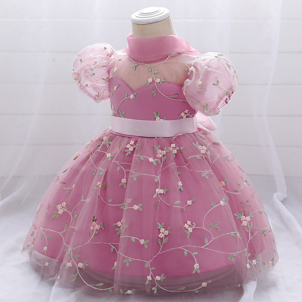 Embroidered Tulle Princess Dress for Girls | Puffy Ball Gown for Parties & Weddings