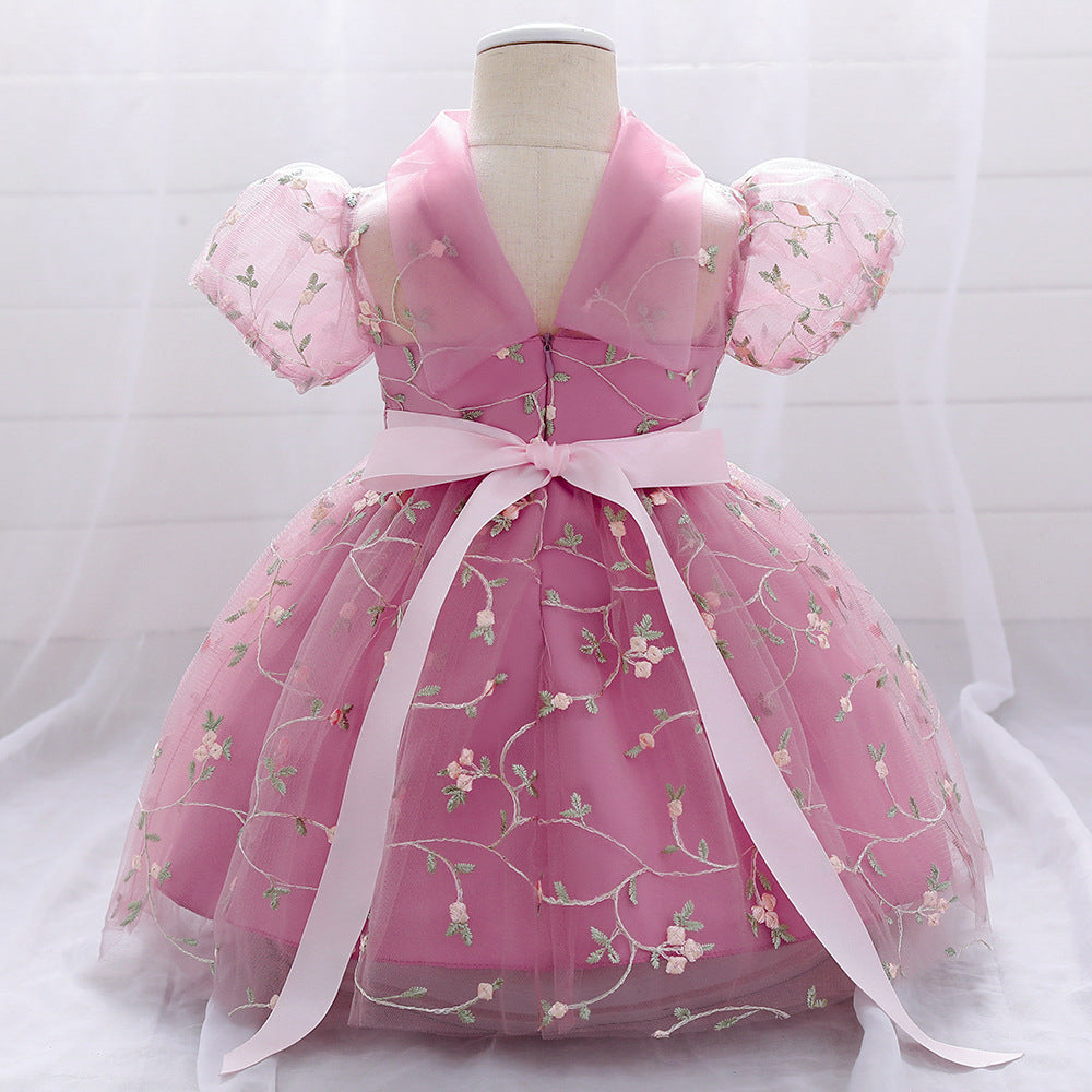 Embroidered Tulle Princess Dress for Girls | Puffy Ball Gown for Parties & Weddings