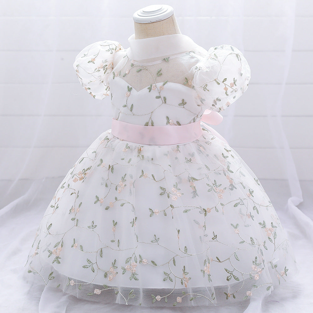 Embroidered Tulle Princess Dress for Girls | Puffy Ball Gown for Parties & Weddings