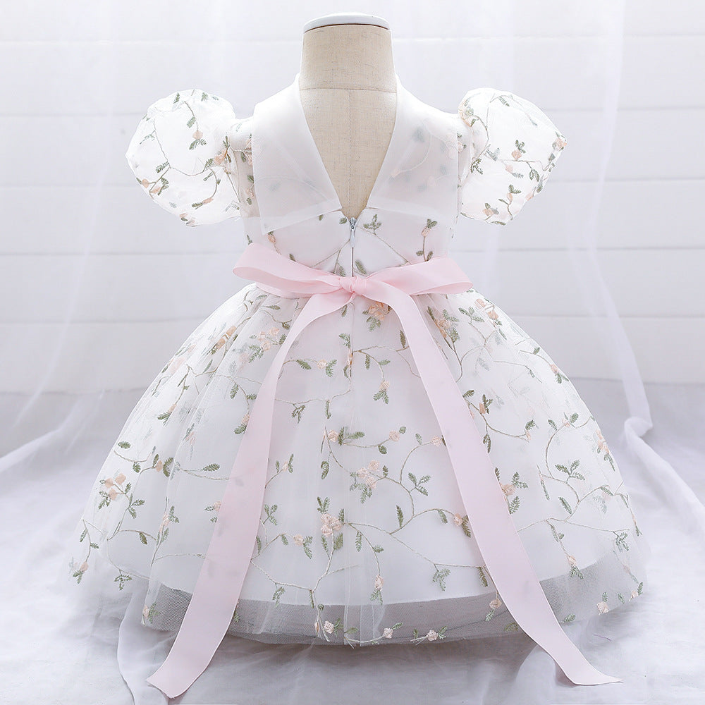 Embroidered Tulle Princess Dress for Girls | Puffy Ball Gown for Parties & Weddings