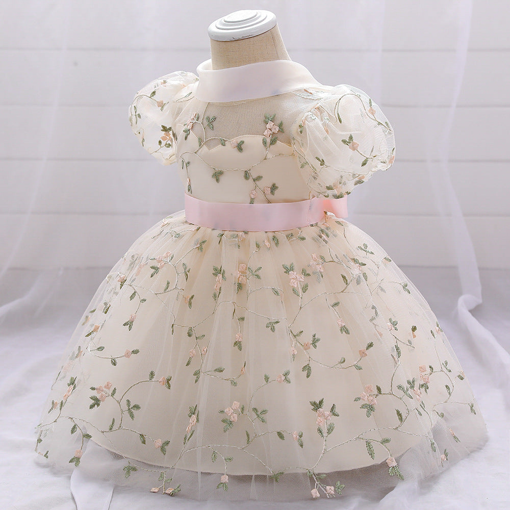 Embroidered Tulle Princess Dress for Girls | Puffy Ball Gown for Parties & Weddings