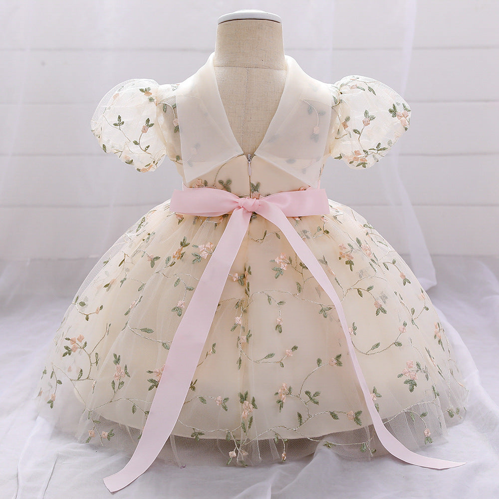 Embroidered Tulle Princess Dress for Girls | Puffy Ball Gown for Parties & Weddings