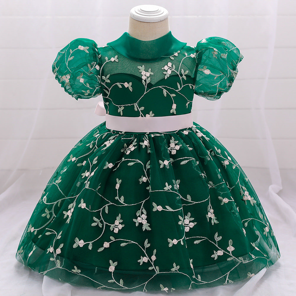 Embroidered Tulle Princess Dress for Girls | Puffy Ball Gown for Parties & Weddings