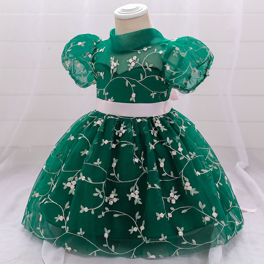 Embroidered Tulle Princess Dress for Girls | Puffy Ball Gown for Parties & Weddings