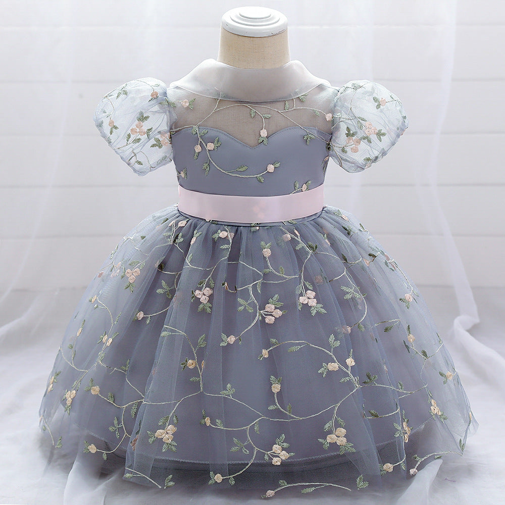 Embroidered Tulle Princess Dress for Girls | Puffy Ball Gown for Parties & Weddings