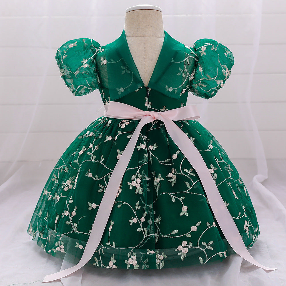 Embroidered Tulle Princess Dress for Girls | Puffy Ball Gown for Parties & Weddings