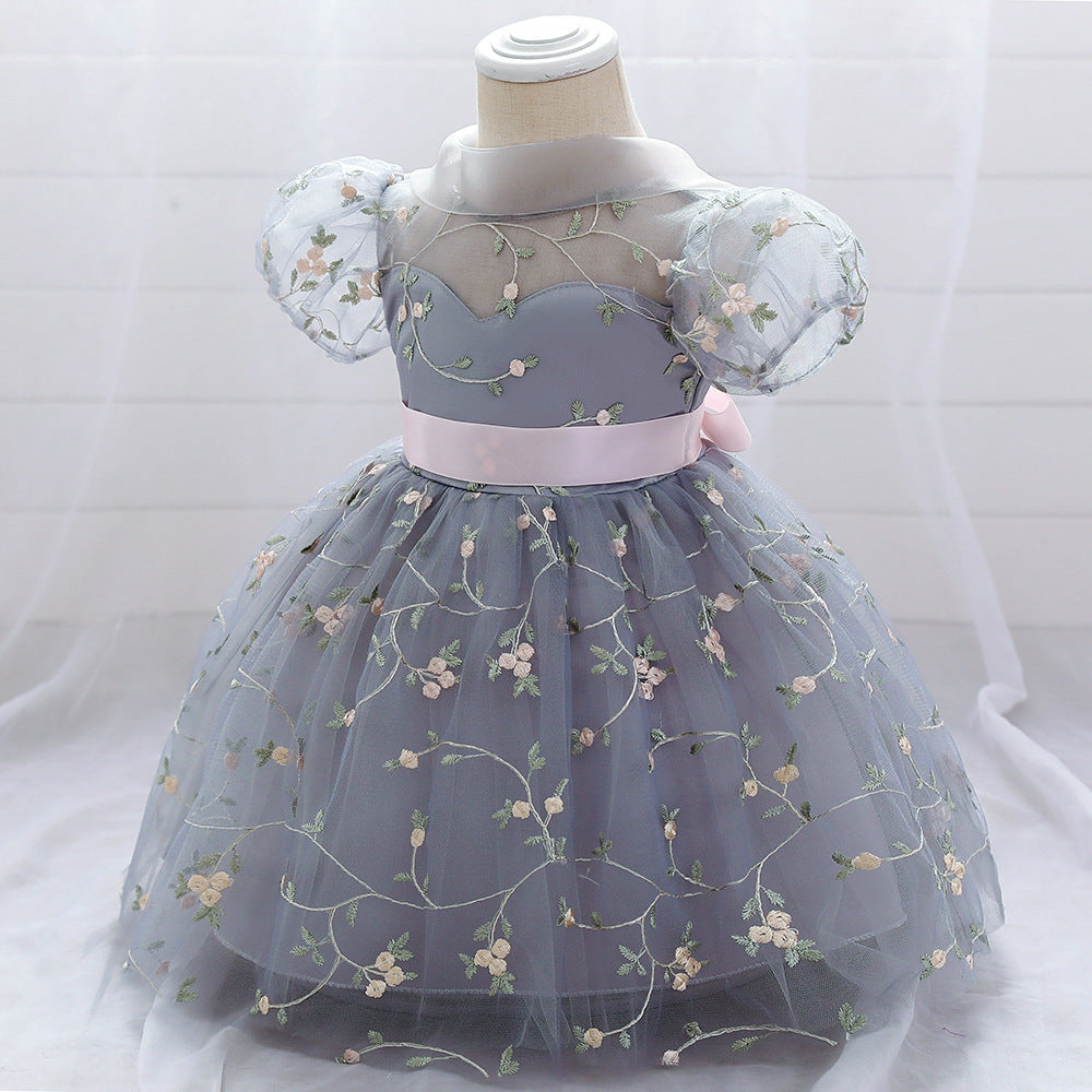 Embroidered Tulle Princess Dress for Girls | Puffy Ball Gown for Parties & Weddings