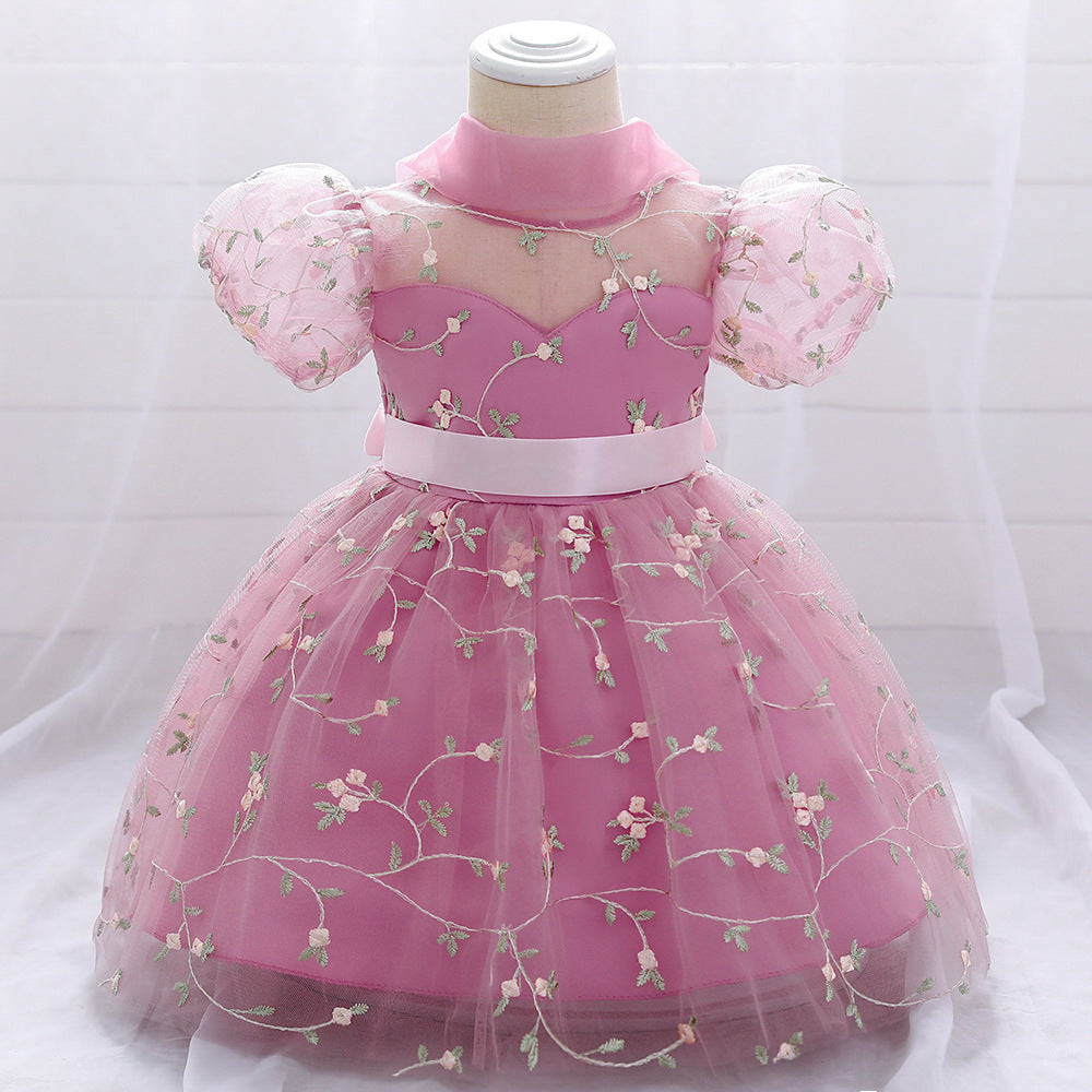 Embroidered Tulle Princess Dress for Girls | Puffy Ball Gown for Parties & Weddings
