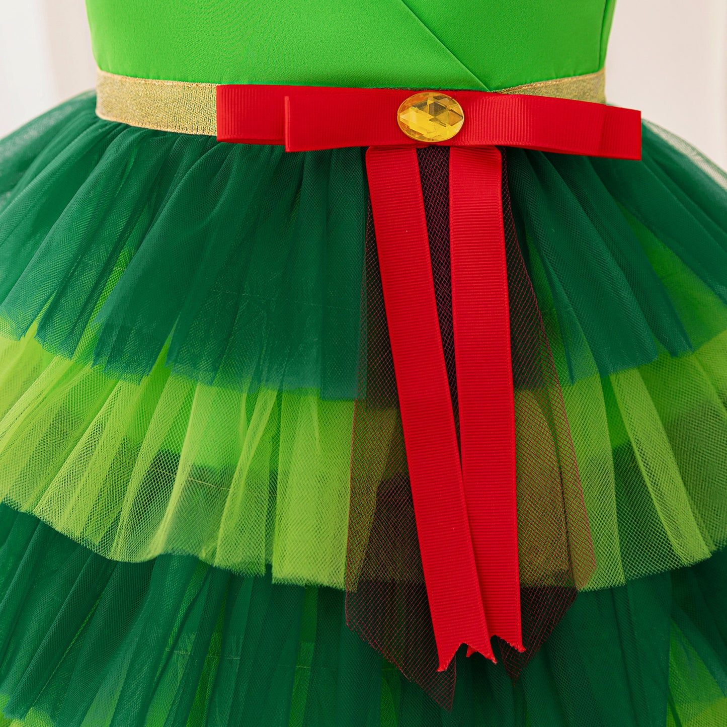 Emerald Green Tiered Tulle Princess Dress for Girls | Party & Wedding Outfit