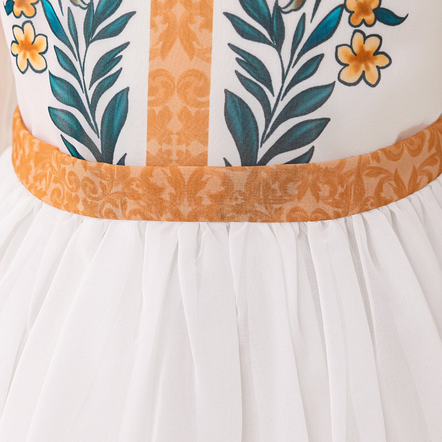 Floral Maxi Puffy Princess Dress for Girls | Long Sleeve Printed Ball Gown