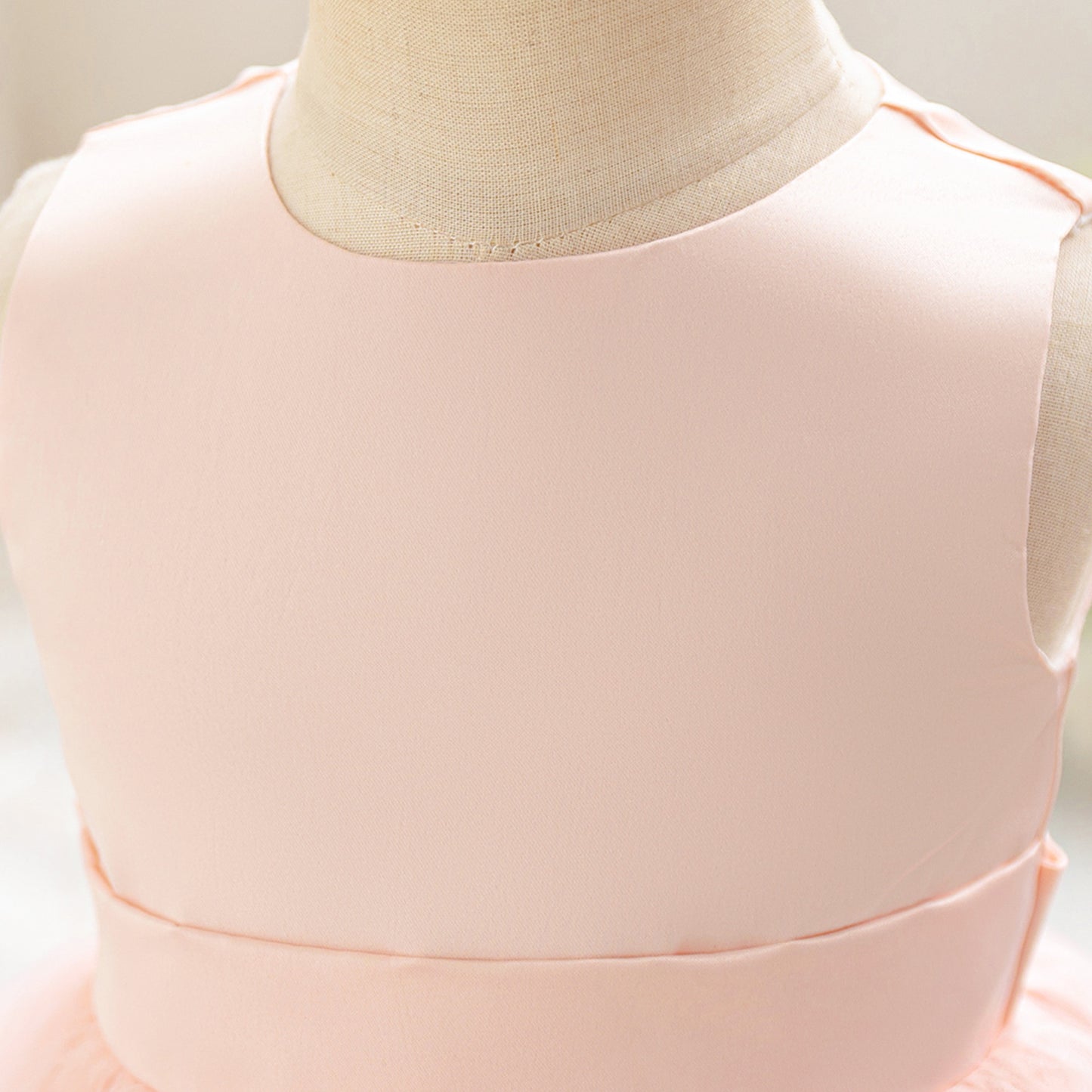 Light Pink Floral Puffy Princess Dress for Girls, Tea-Length Ball Gown