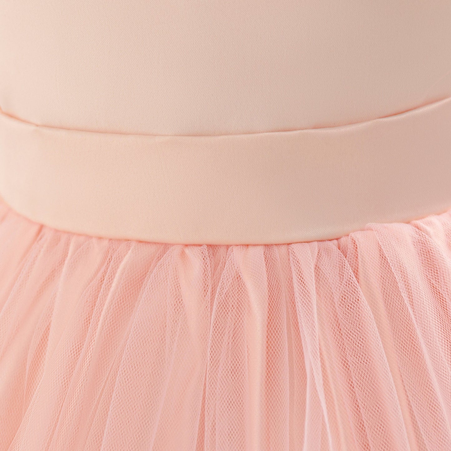 Light Pink Floral Puffy Princess Dress for Girls, Tea-Length Ball Gown