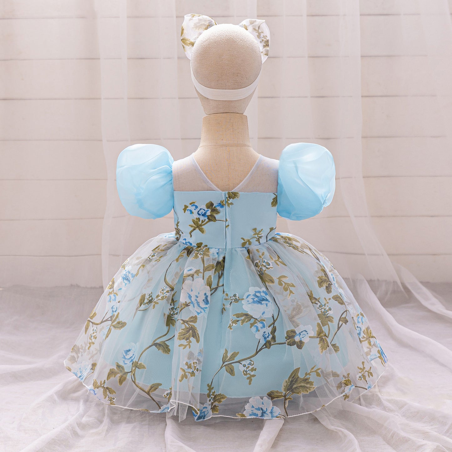 Cute Floral Puff Tulle Princess Dress – Ball Gown for Toddlers and Kids