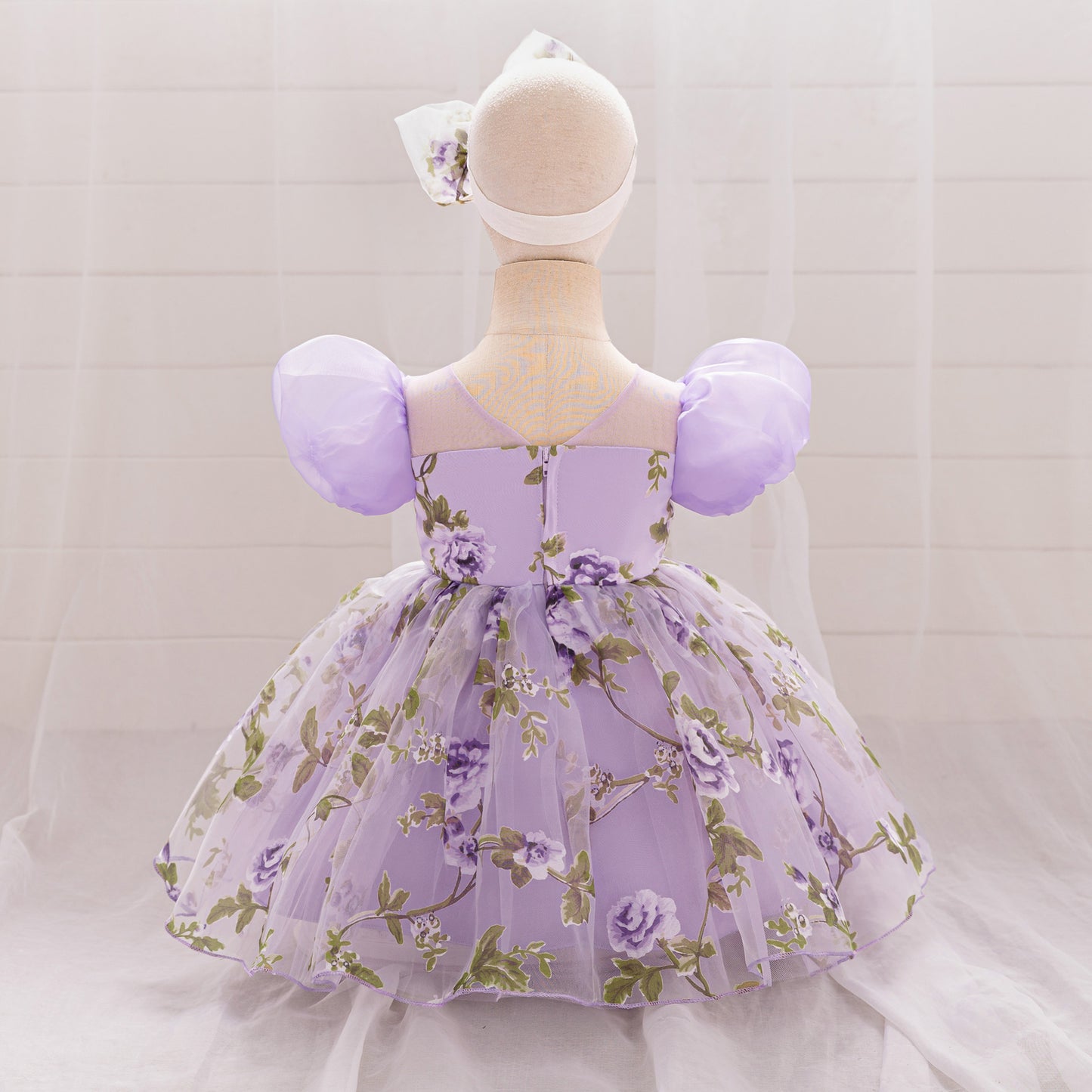 Cute Floral Puff Tulle Princess Dress – Ball Gown for Toddlers and Kids