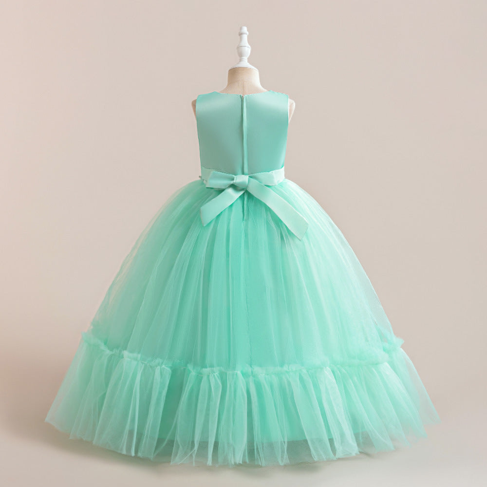 Girls' Tulle and Lace Maxi Dress with Sequins – Princess Party & Wedding Gown (Ages 5-12)