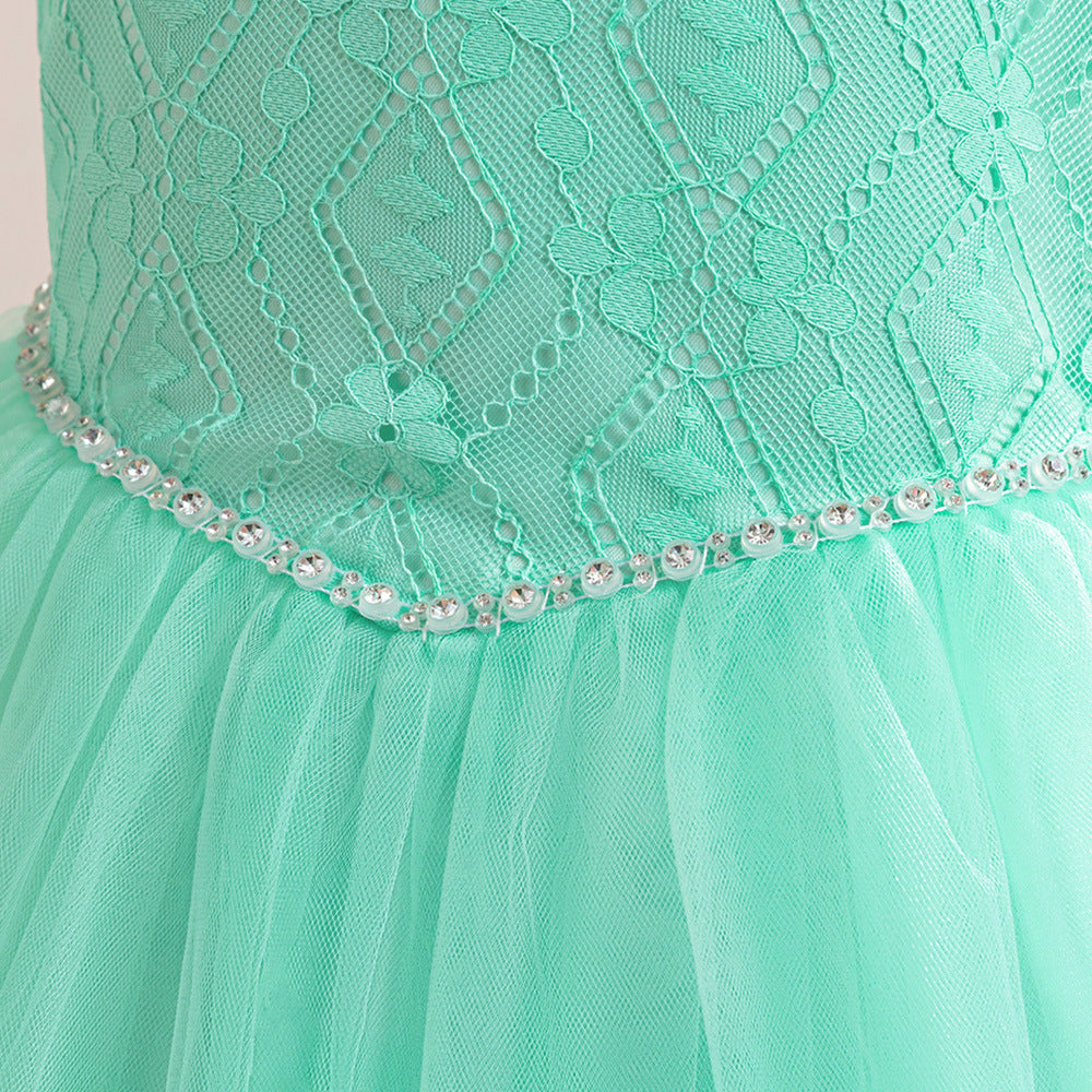 Girls' Tulle and Lace Maxi Dress with Sequins – Princess Party & Wedding Gown (Ages 5-12)