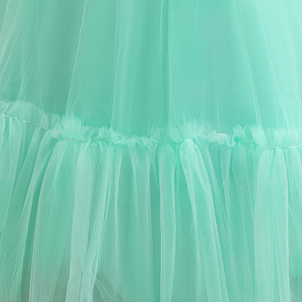 Girls' Tulle and Lace Maxi Dress with Sequins – Princess Party & Wedding Gown (Ages 5-12)
