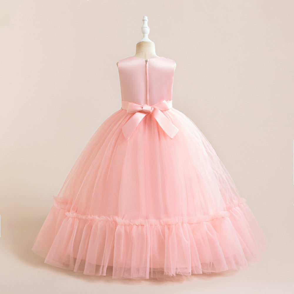 Girls' Tulle and Lace Maxi Dress with Sequins – Princess Party & Wedding Gown (Ages 5-12)