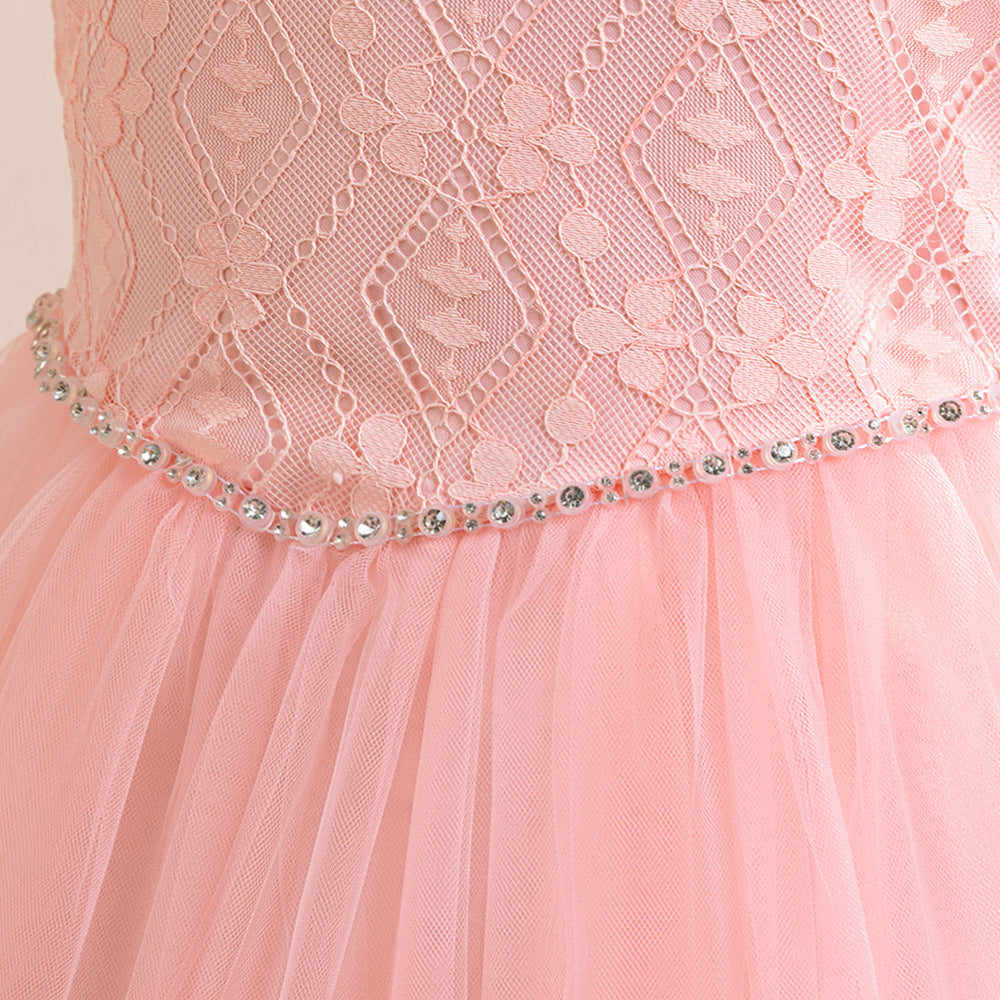 Girls' Tulle and Lace Maxi Dress with Sequins – Princess Party & Wedding Gown (Ages 5-12)