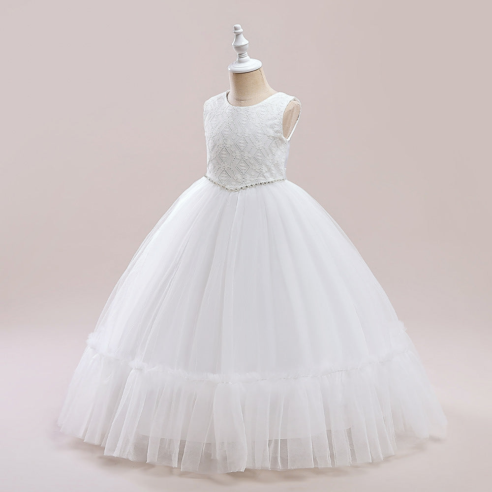 Girls' Tulle and Lace Maxi Dress with Sequins – Princess Party & Wedding Gown (Ages 5-12)
