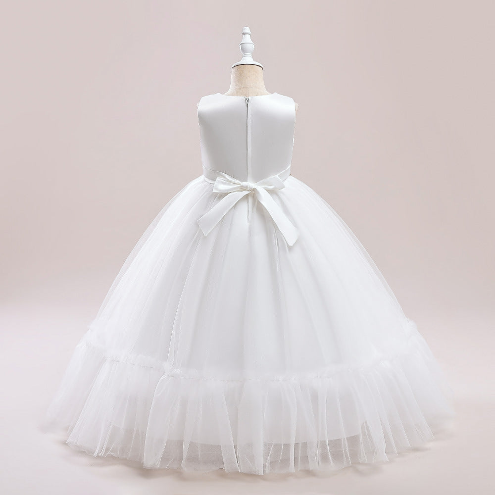 Girls' Tulle and Lace Maxi Dress with Sequins – Princess Party & Wedding Gown (Ages 5-12)