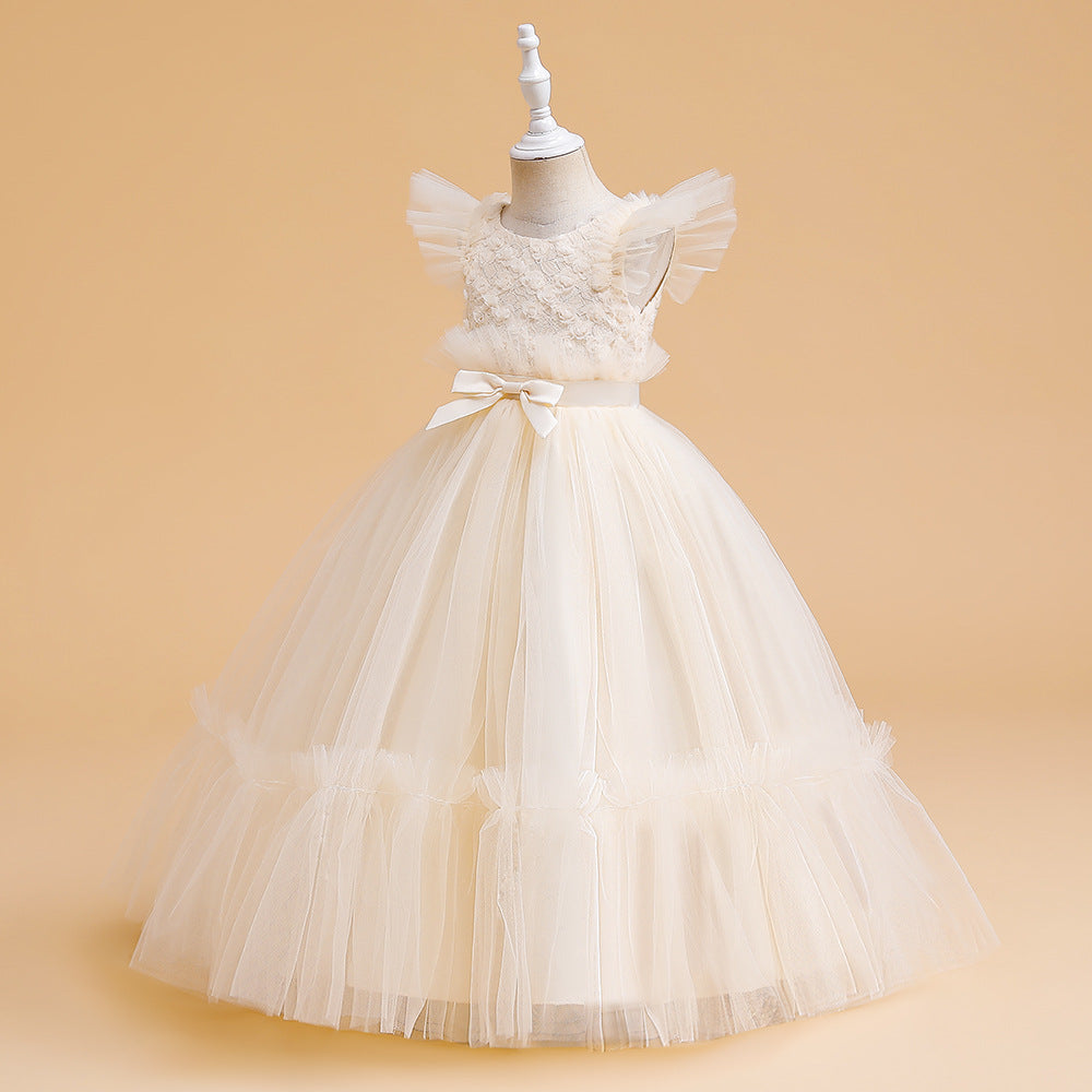 Girls' Tea-Length Tulle Princess Dress for Parties, Weddings & Photoshoots