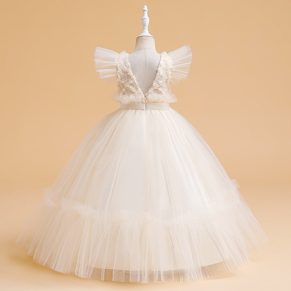 Girls' Tea-Length Tulle Princess Dress for Parties, Weddings & Photoshoots