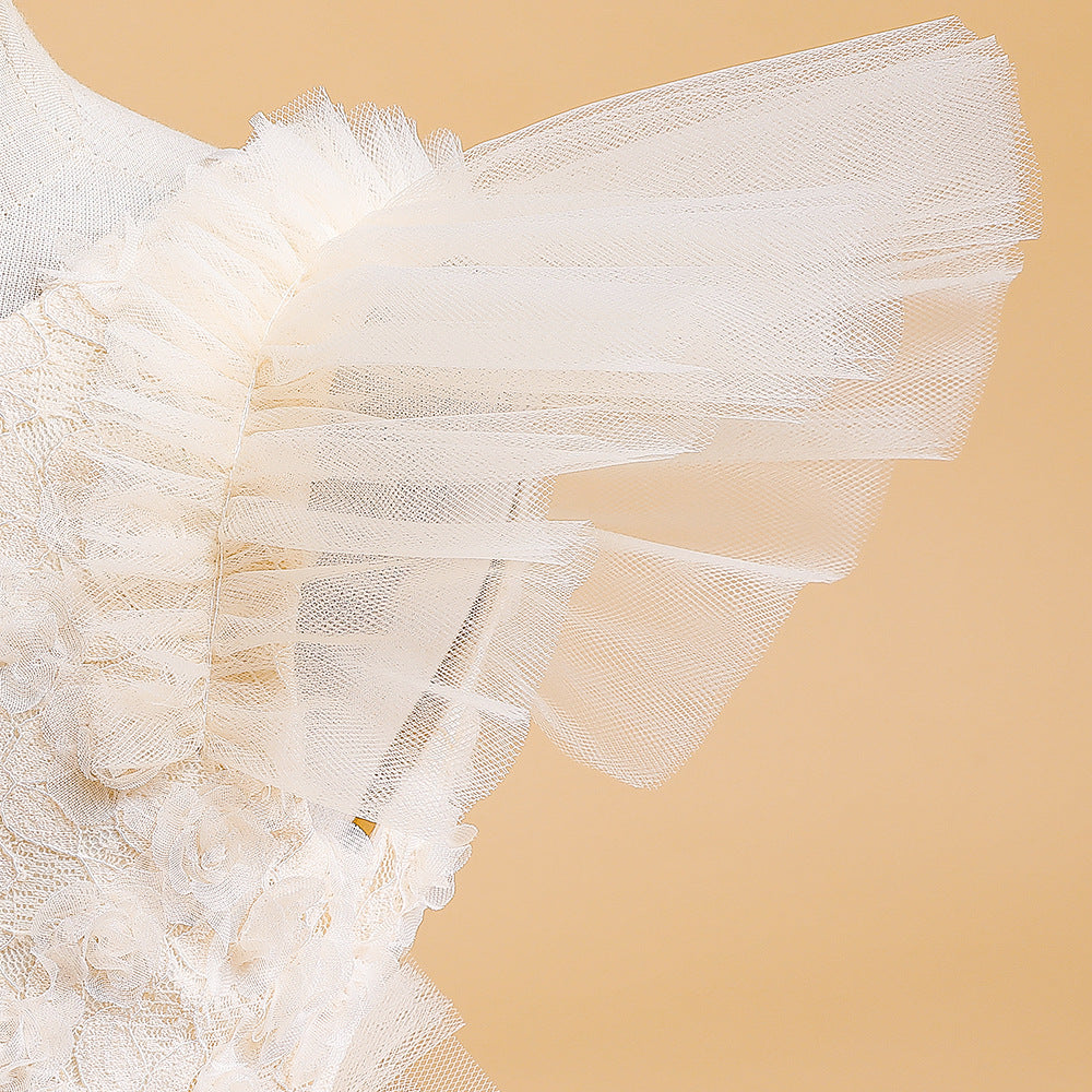 Girls' Tea-Length Tulle Princess Dress for Parties, Weddings & Photoshoots
