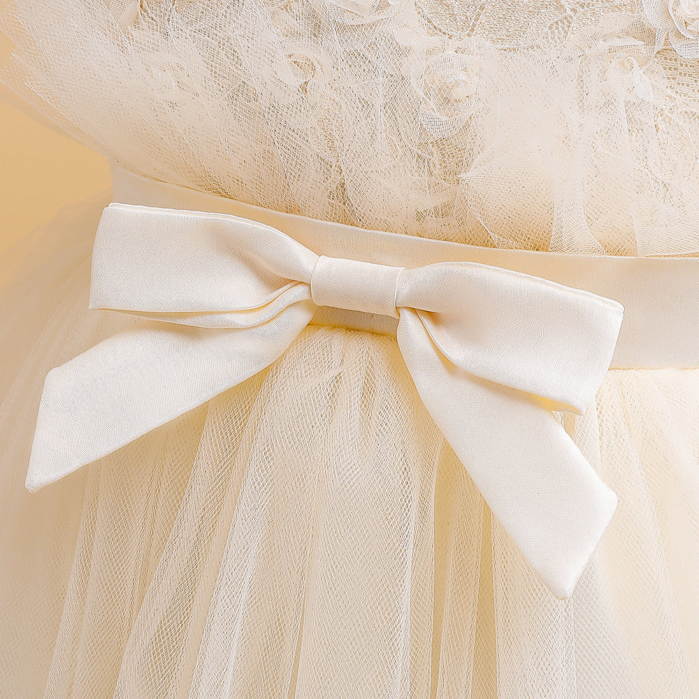 Girls' Tea-Length Tulle Princess Dress for Parties, Weddings & Photoshoots