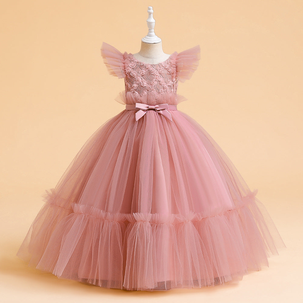 Girls' Tea-Length Tulle Princess Dress for Parties, Weddings & Photoshoots