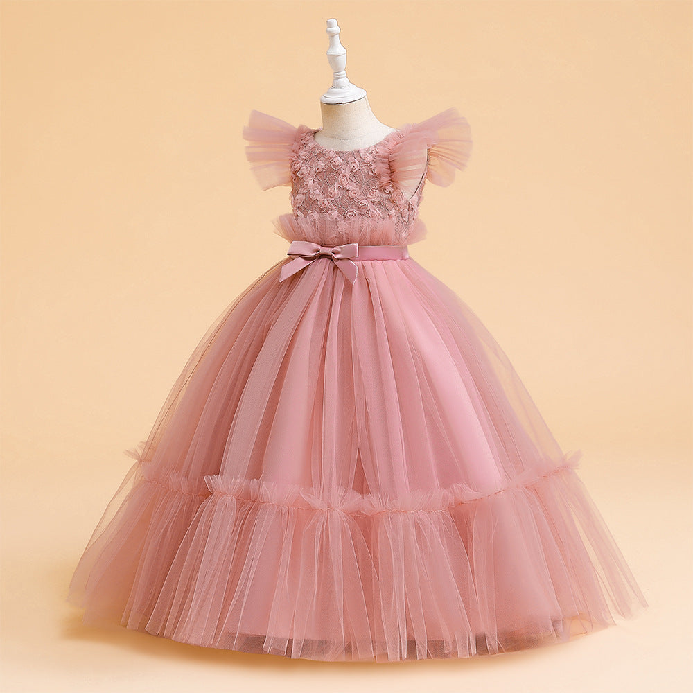 Girls' Tea-Length Tulle Princess Dress for Parties, Weddings & Photoshoots