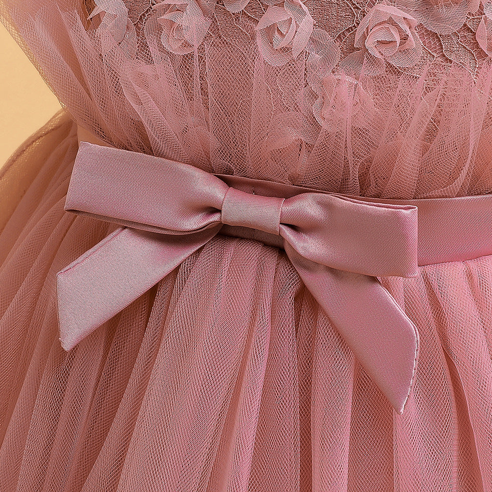 Girls' Tea-Length Tulle Princess Dress for Parties, Weddings & Photoshoots