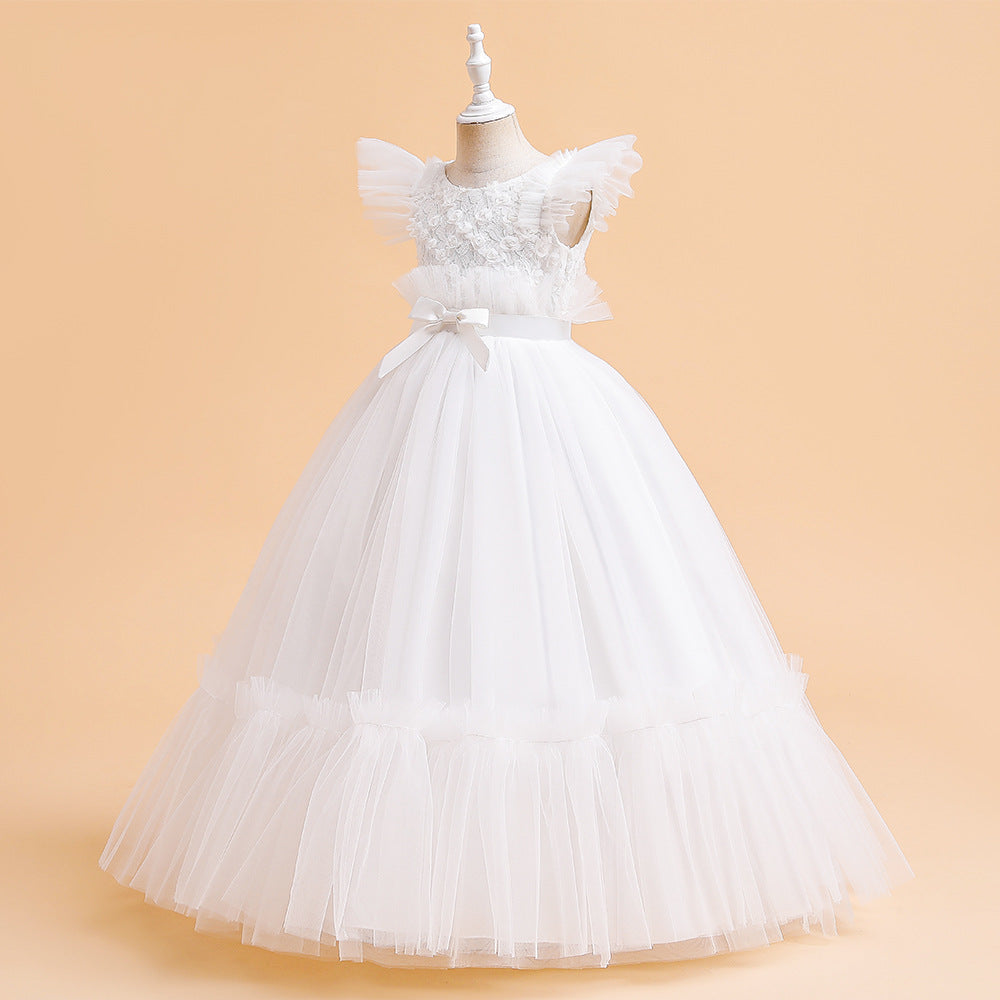 Girls' Tea-Length Tulle Princess Dress for Parties, Weddings & Photoshoots
