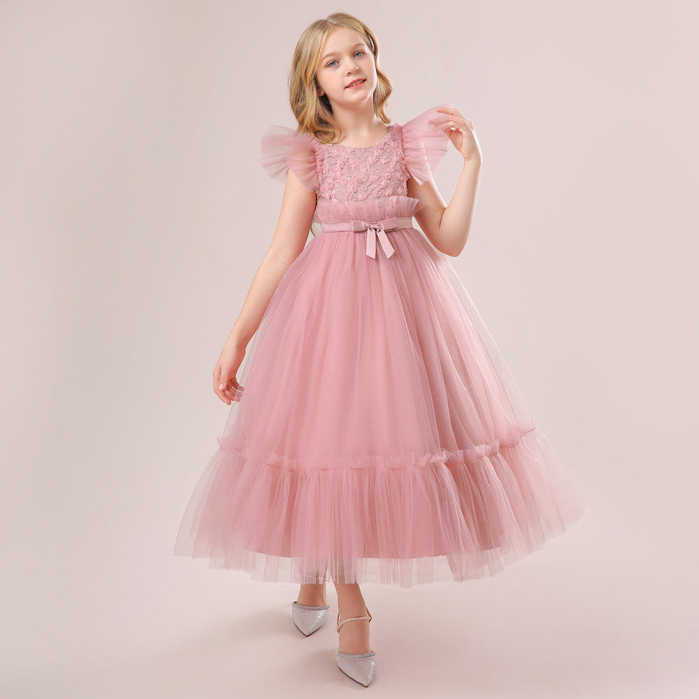 Girls' Tea-Length Tulle Princess Dress for Parties, Weddings & Photoshoots