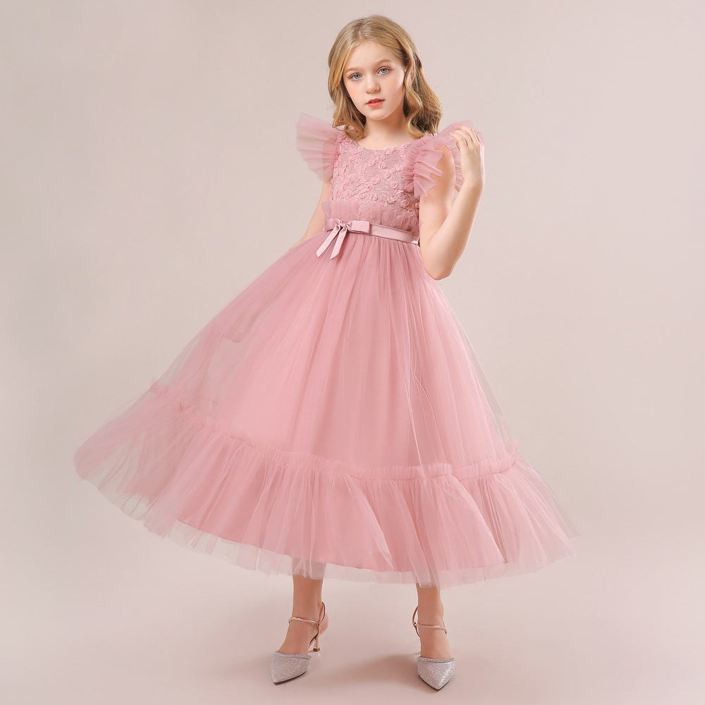 Girls' Tea-Length Tulle Princess Dress for Parties, Weddings & Photoshoots
