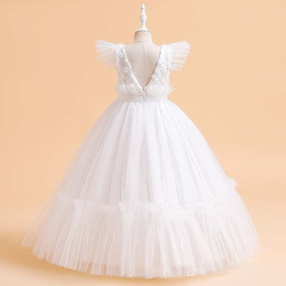 Girls' Tea-Length Tulle Princess Dress for Parties, Weddings & Photoshoots