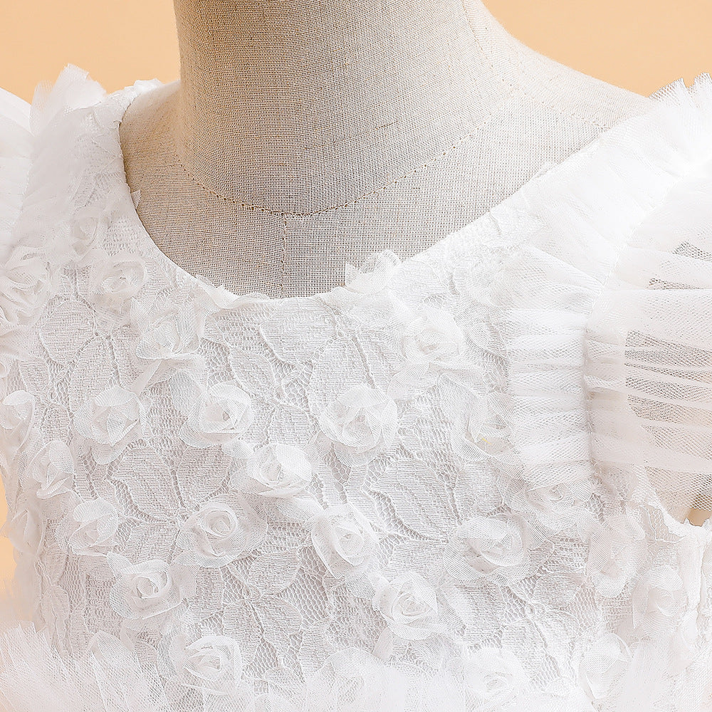 Girls' Tea-Length Tulle Princess Dress for Parties, Weddings & Photoshoots